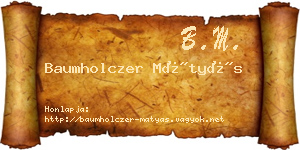 Baumholczer Mátyás névjegykártya